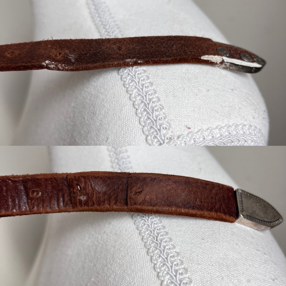 Vintage Banana Republic Safari Brown Leather Belt Western Buckle Size 28 - Picture 6 of 13